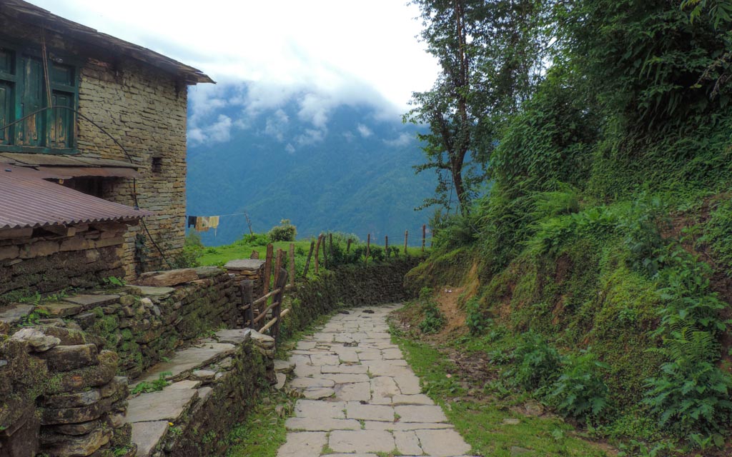 A paved path encountered whilst trekking in Nepal