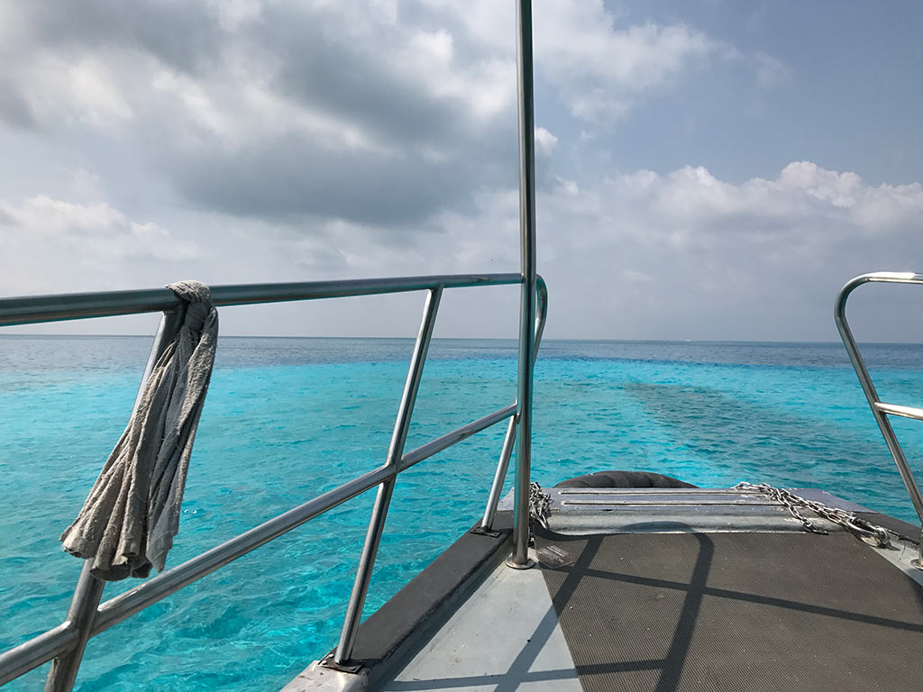 View from public ferry near Gaafaru, Maldives