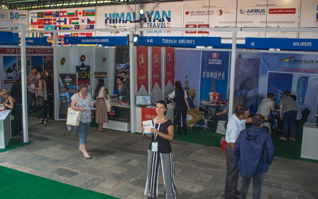 Michelle at the Buyers and Sellers stand at the Himalayan Travel Mart