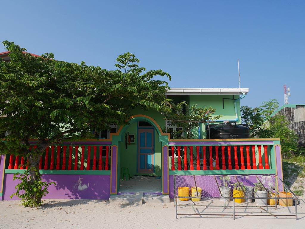 colourful houses on Gaafaru, Maldives