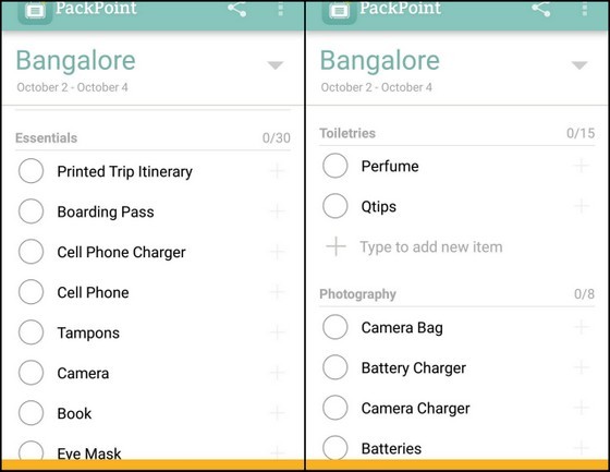 my guide to bangalore packpoint app