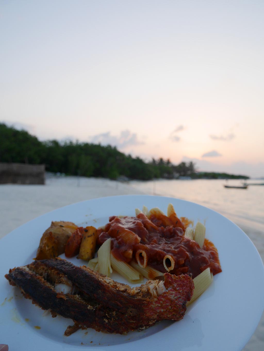 sunset dinner, bikini beach, Gaafaru, Maldives